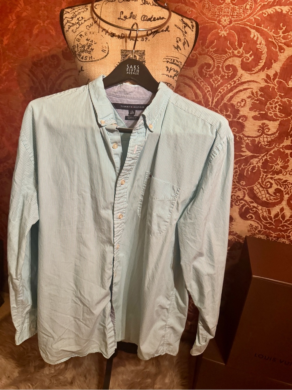 Tommy Hilfiger Men's Pale Blue Micro-Striped Button-Down Shirt